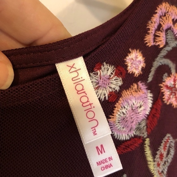 Xhilaration for Target Maroon with Floral Embroidery Sleeveless Dress Size Med - Picture 7 of 10